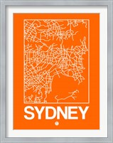 Framed Orange Map of Sydney