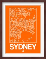 Framed Orange Map of Sydney