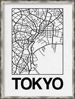 Framed White Map of Tokyo