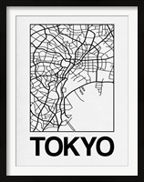 Framed White Map of Tokyo