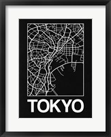 Framed Black Map of Tokyo