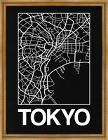 Framed Black Map of Tokyo