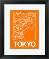 Framed Orange Map of Tokyo