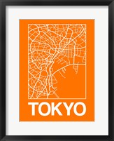 Framed Orange Map of Tokyo