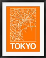 Framed Orange Map of Tokyo