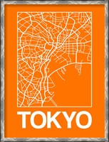 Framed Orange Map of Tokyo