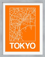 Framed Orange Map of Tokyo