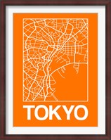 Framed Orange Map of Tokyo