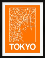 Framed Orange Map of Tokyo