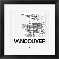 Framed White Map of Vancouver