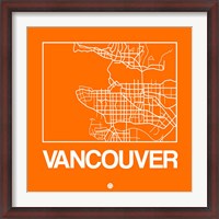 Framed Orange Map of Vancouver
