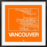 Framed Orange Map of Vancouver