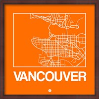 Framed Orange Map of Vancouver