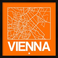 Framed Orange Map of Vienna