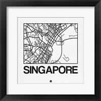 Framed White Map of Singapore