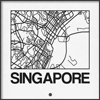 Framed White Map of Singapore