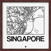 Framed White Map of Singapore