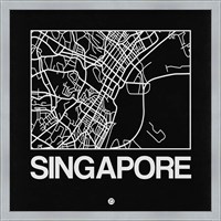 Framed Black Map of Singapore