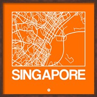 Framed Orange Map of Singapore