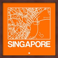 Framed Orange Map of Singapore