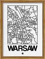 Framed White Map of Warsaw