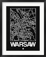 Framed Black Map of Warsaw