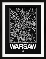 Framed Black Map of Warsaw