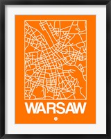 Framed Orange Map of Warsaw