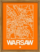 Framed Orange Map of Warsaw