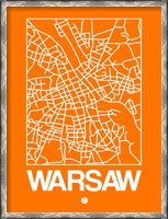 Framed Orange Map of Warsaw