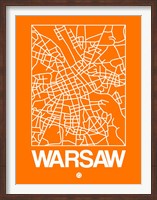 Framed Orange Map of Warsaw
