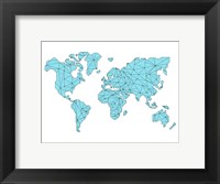 Framed World Map Blue