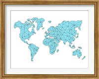 Framed World Map Blue