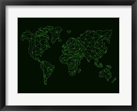 Framed World Map Green Wire