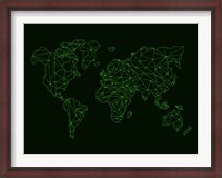 Framed World Map Green Wire