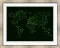 Framed World Map Green Wire