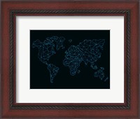 Framed World Map Blue Wire