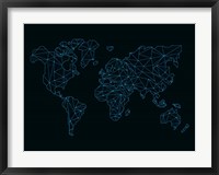 Framed World Map Blue Wire