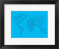 Framed World Map Blue 1