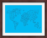 Framed World Map Blue 1
