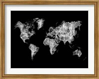 Framed World Map White Drawing