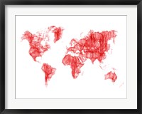Framed World Map Red Drawing