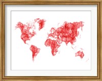 Framed World Map Red Drawing