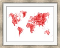 Framed World Map Red Drawing