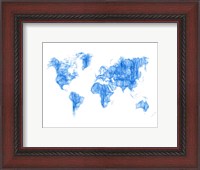 Framed World Map Blue Drawing