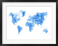 Framed World Map Blue Drawing