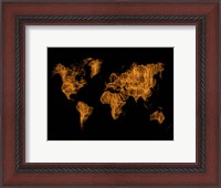Framed World Map Orange Drawing