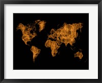 Framed World Map Orange Drawing