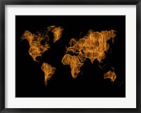 Framed World Map Orange Drawing