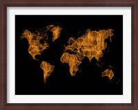 Framed World Map Orange Drawing